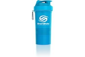 SmartShake Oryginalna butelka shaker do wielokrotnego przechowywania 600 ml - neonowa niebieska