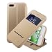 Produktbild Nouske iPhone 7 Plus iPhone 8 Plus 5.5 Zoll hülle Etui Smart Touch S View Window Leder Wallet Klapphülle Flip Book Case TPU Cover Bumper Ultra Slim Rundumschutz, Gold