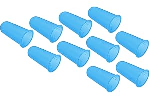 PATIKIL 0.87" 10Pack Gummi Fingerspitze Silikon Daumen Fingerkuppen Schutz Abdeckungen Schutz Finger Griffe Fingerhut für Büro Zählen Sortieren Nähen Großformat Blau