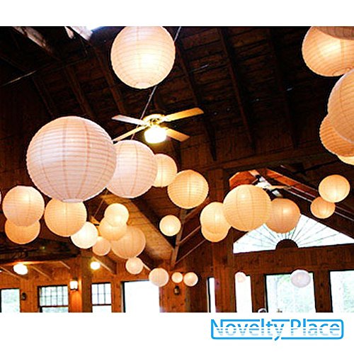 IDEAW 12″ weiße Papier Laterne Lampion rund Lampenschirm Hochtzeit Party Dekoration Ballform (10er Packung) - 8