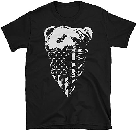 PrintoDTG California Republic Bear US Flag Men's Black T-shirt Cali State 100% Eco Cotton