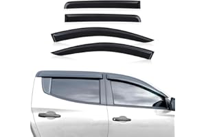 JHCHAN - Déflecteurs d'air pour Mitsubishi L200 Triton et Fiat Fullback Cross 2015-2022, Cabine Double Pickup Déflecteurs de Vent Noirs fumés Déflecteurs de Pluie