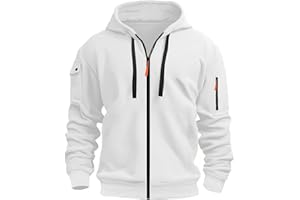 MEDUOLA Sweat à Capuche Noir Homme Veste Polaire Sweat Manches Longues Pull Homme Couleur Unie Veste Mi Saision Automne Hiver Hoodie