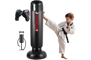 Punching Ball Enfants avec Gants de Boxe: JanTeelGO 150cm Sac de Boxe Enfant Gonflable pour la Karaté - Sac de Frappe Enfant Cadeaux pour GarçOns et Filles 3-12 Ans