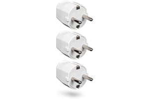 HEITECH PROMOTION GMBH HEITECH Fiche mâle 2p en PVC solide - 3x fiche prise electrique male 250V, 16A, IP20 blanche pour usage intérieur - fiche schuko male