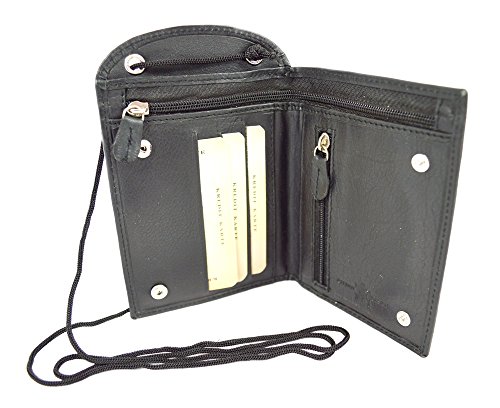 Preisvergleich Produktbild Brusttasche Ledergeldbörse mit Druckverschluss und Umhängeband Urlaubsgeldbörse aus Leder Urlaubsbörse Brustbeutel 13506