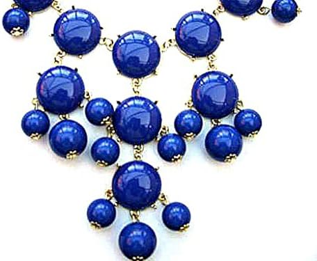 Large Beautiful Womens Fashion Bubble Statement Necklace Jewellery Jewelry Beads (BLUE)