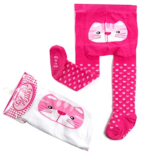 Baby Fun Bum Tights (12-18 Months, White Cat)
