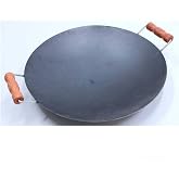 Feris Kavurma Sac 40 Cm &Ccedil;ift Taraflı Sa&ccedil; Kavurma G&ouml;zleme Sacı Ahşap Kulp Fr40