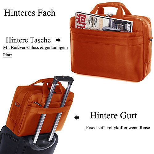 Laptop Tasche, BRINCH 17,3 Zoll Nylon Stil geräumig Multi-Fach Laptop Schultertasche Messenger Bag Handtasche Tablet Aktentasche Umhängetasche für 17 – 17,3 Zoll Laptop / Notebook / Macbook / Tablet Computers,Orange - 5