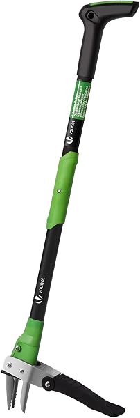 VOUNOT® Extractor de Malezas de Jardín con Garras de Acero Inoxidable y Pedal Alta Resistencia, Herramienta Deshierbe Manual Mango Largo, Removedor Malas Hierbas Desmalezado Efectivo Longitud 100cm - 1