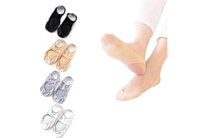 Crazy Bean 4 Pares Almohadillas para Pies Plantillas Metatarsalgia Calcetines Invisibled Antideslizante para Tacones Altos Protector Dedos Pie Almohadilla Plantar de Cojín (Negro+Blanco+Kaki+Gris)