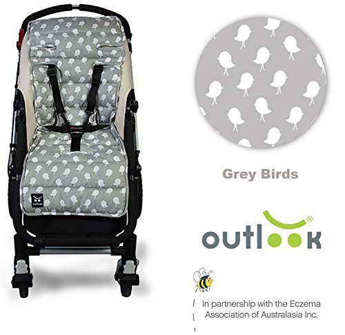 Outlook Universal Travel Comfy Cotton Pram Stroller Liner Seat Cushion Pad (Grey Birds)