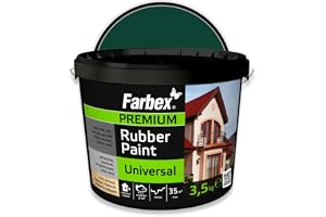 FARBEX Gummifärg För Inomhus Och Utomhus - Elastisk Vattentät Tätskiktfärg För Tak, Balkong, Betong Och Trä - 3,5 kg Grön - G
