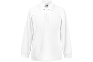 Fruit Of The Loom Kinder Poloshirt 65/35 Langarm 152,White