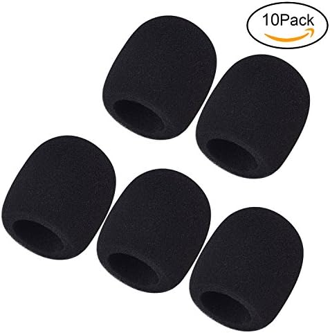 TSLIKANDO 10Pack Foam Mic Windscreen for Handheld &amp; Condenser Microphone, Black