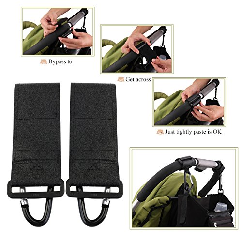 NUOLUX Kinderwagen Clip Kinderwagen Buggy Metall Clip hängende Haken 2ST (schwarz) - 7
