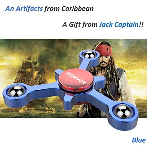 Fidget Spinner Finger Toy Aluminum Alloy Best Stress Reducer Spinning Top for ADHD, Anxiety, Time Killing with Max 4+ Mins Spinning time – by KOMVOX (Blue) - 5