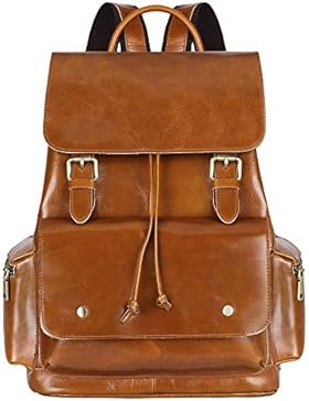 S-ZONE Vintage Echtes Leder Rucksack Reisen Schule Rucksack für Damen und Herren