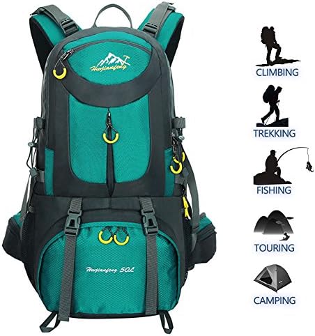 50L Backpack, Outdoor Sport Waterproof Nylon Backpack, Casual Traveling Hiking Cycling Trekking Camping Durable Backpack,for Teens Students Adults Men Women