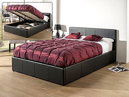 Snuggle Beds Roma Black Faux Leather Ottoman Storage Bed Frame 5FT Kingsize