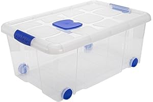 Acan Tradineur - Scatola di immagazzinaggio in plastica - Contenitore per giocattoli, libri, vestiti, coperte, n. 3 - 25,7 x 58,5 x 39,5 cm - 36 litri