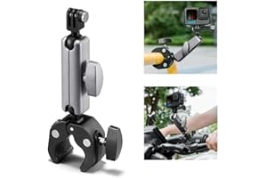 MOSHOU Supporto per bici per action camera, Supporto per moto per gopro hero 11 10 9 Insta360 DJI Action Camera, Universale Supporto per manubrio bicicletta testa rotante 360 gradi braccio magico
