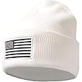 MIRMARU Mens US American Flag Embroidered Folded Cuff Skull Beanie Cap Comfortable Stretchy Warm and Cozy Winter Hat