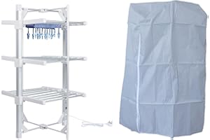 HOUSZY Heated Clothes Dryer Rack – 3-Tier Foldable Electric Airer for Indoor Laundry Drying – Compact, Lightweight & Energy-Efficient 220W Clothes Air Dryer Rack