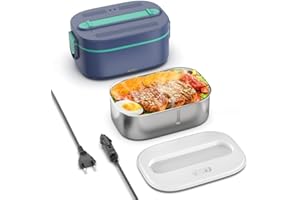 RONGJ Love begans Contenitore per il pranzo elettrico, 80 W, 3 in 1, portatile, riscaldato, in acciaio inox, 12 V/24 V/220 V, per auto, camion, ufficio