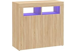 vidaXL Credenza con Luci LED Rovere Sonoma 80x35x75 cm