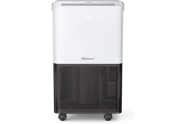 SHINCO Déshumidificateur d'air Silencieux 10L/Jour, Pour Max 15㎡, Fonction de déshumidification, Purification, Sèchage du linge, Minuterie 24h, Réservoir d'eau Transparent, Facile à contrôler