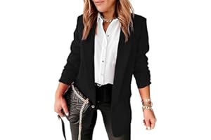 ORANDESIGNE Blazer da Donna Cardigan Elegante Tinta Unita Senza Bottoni Tasca Finta Manica Lunga Basic Business Slim Fit Giacca Bolero Completo Trench Giacca Cardigan