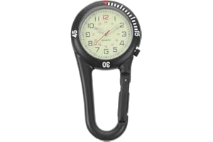 ULTECHNOVO Clip-on - Reloj de Bolsillo con Clip para médicos, Enfermeras, Jefes paramédicos, Escalada Alpinismo, Negro, Moyen