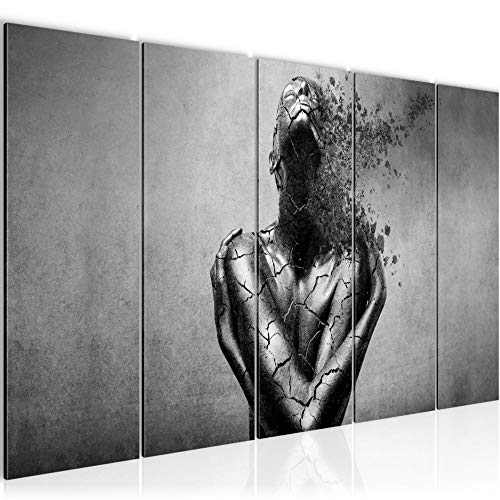 Bilder Abstrakt Mensch Wandbild 200 x 80 cm Vlies - Leinwand Bild XXL Format Wandbilder Wohnzimmer Wohnung Deko Kunstdrucke Grau 5 Teilig -100% MADE IN GERMANY - Fertig zum Aufhängen 612355c