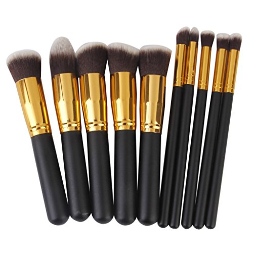 Nestling® Professional 10PCS Black and Gold Makeup Brushes Set Eyeshadow Brush (Black Gold)