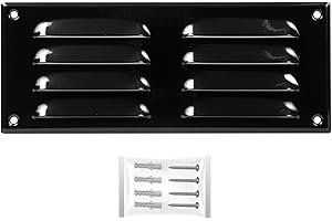 H&C VENT Black 260 x 105 mm Ventilation Grille │ Metal Vent Cover with Insect Protection │ Extractor Air Vents Covers for Inside Outside use │ Duct Pipe Grilles For External Internal Wall Door Window