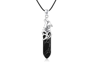 CRWENG Wolfskopf Halskette für Männer 925 Sterling Silber Wolfsanhänger Kristall Säulenhalskette Wikinger Amulett Schmuck Geburtstag Geschenk für Männer und Frauen