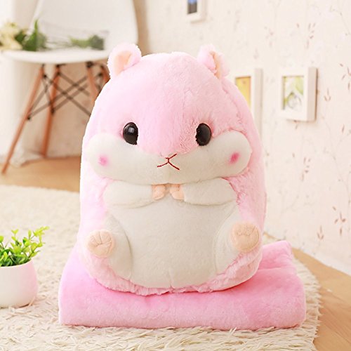 YunNasi 2 in 1 Schöner und Niedlich Plüschtier Hamster kissen mit Fleece Blanket Super Witziges und Süßes Geschenk für Kinder und Freundin 50cmX30cm - 2