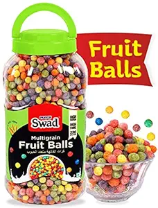 Swad Breakfast Cereal, Multigrain Fruit Balls (Made with Oats, Rice, Corn Froot Loops Children Cereal) Jar, 370 g