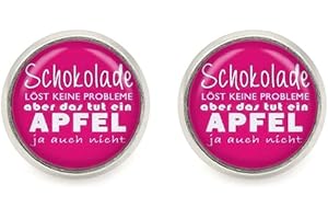 SCHMUCK-STADT Damen Spruch Ohrstecker " Schokolade löst keine Probleme... " silberfarben Ohrringe