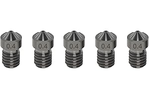 WINSINN Hardened Steel Nozzle 0.4mm, Works with E3D V6 V5 Hotend Extruder for 3D Printer 1.75mm Filament (Pack of 5Pcs)