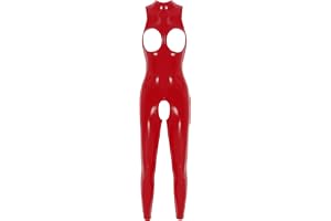 CHICTRY Latex kattdräkt öppet bröst öppet steg damer ouvert dragkedja body ärmlös overall helkropp jumpsuit party klubbkläder