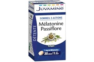 JUVAMINE - Sommeil 3 Actions - 1mg de Mélatonine - Passiflore - 30 Comprimés