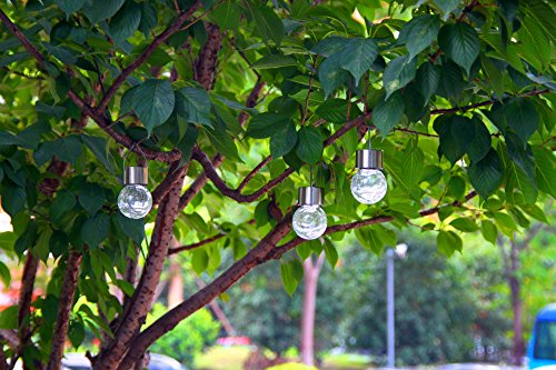 Esotec Solar Hängeleuchten 3-er Set Crackle Balls, echts Glasdesign mit Hängebügel 102304 - 2