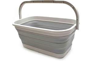 SAMMART 11,6 Litri Cestino rettangolare pieghevole, con pratico secchio, colore: Grigio, 1 pezzo.