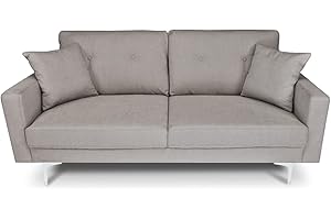 SAMIRA Divano 3 posti in tessuto vellutato tortora piedi in metallo mod. Chloe