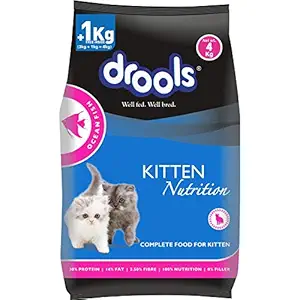 Drools Kitten(1-12 months) Dry Cat Food, Ocean Fish - 4kg (3kg + 1kg Free Food Inside)