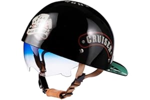 XYYYM Mezzo Casco Moto Casco Aperto con Occhiali, Retro Casco per Moto, Certificazione ECE, Aspetto Unico E Raffinato, Adatto A Uomini E Donne Adulti, Fodera Comoda E Traspirante