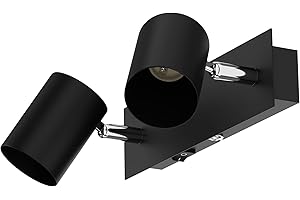 ledscom.de Applique WAIKA, 2 flammes, interrupteur, noir mat, carré, 2x GU10 max. 60W